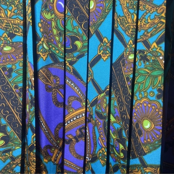 Vintage￼ Pleated Midi A Line Skirt ￼abstract Glam Design Andrea Gayle Size 6 - Picture 4 of 10